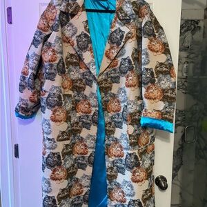Dressed in LALA Multicolor Cat Print Trench Coat